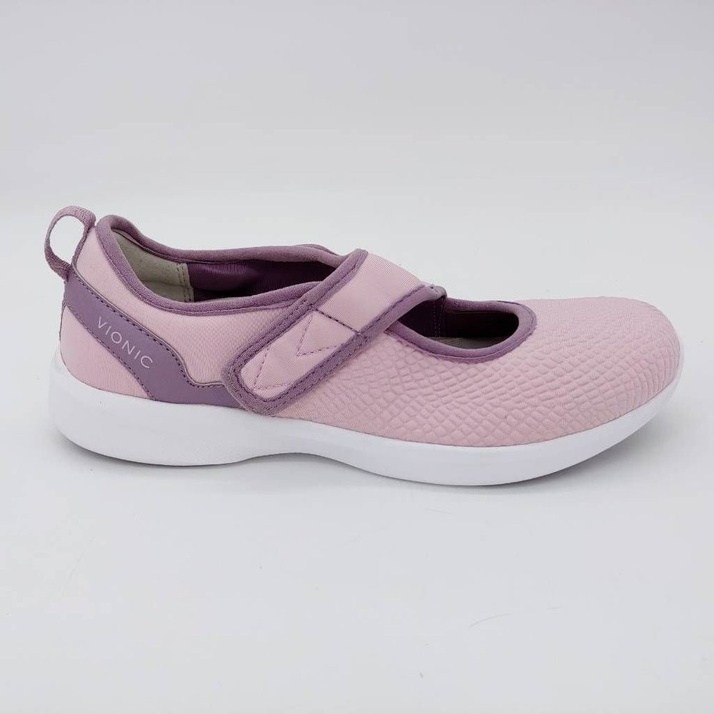 Vionic Shoes Womens Sneaker Sonnet Pink White Hook And Loop‎ Round Toe 6